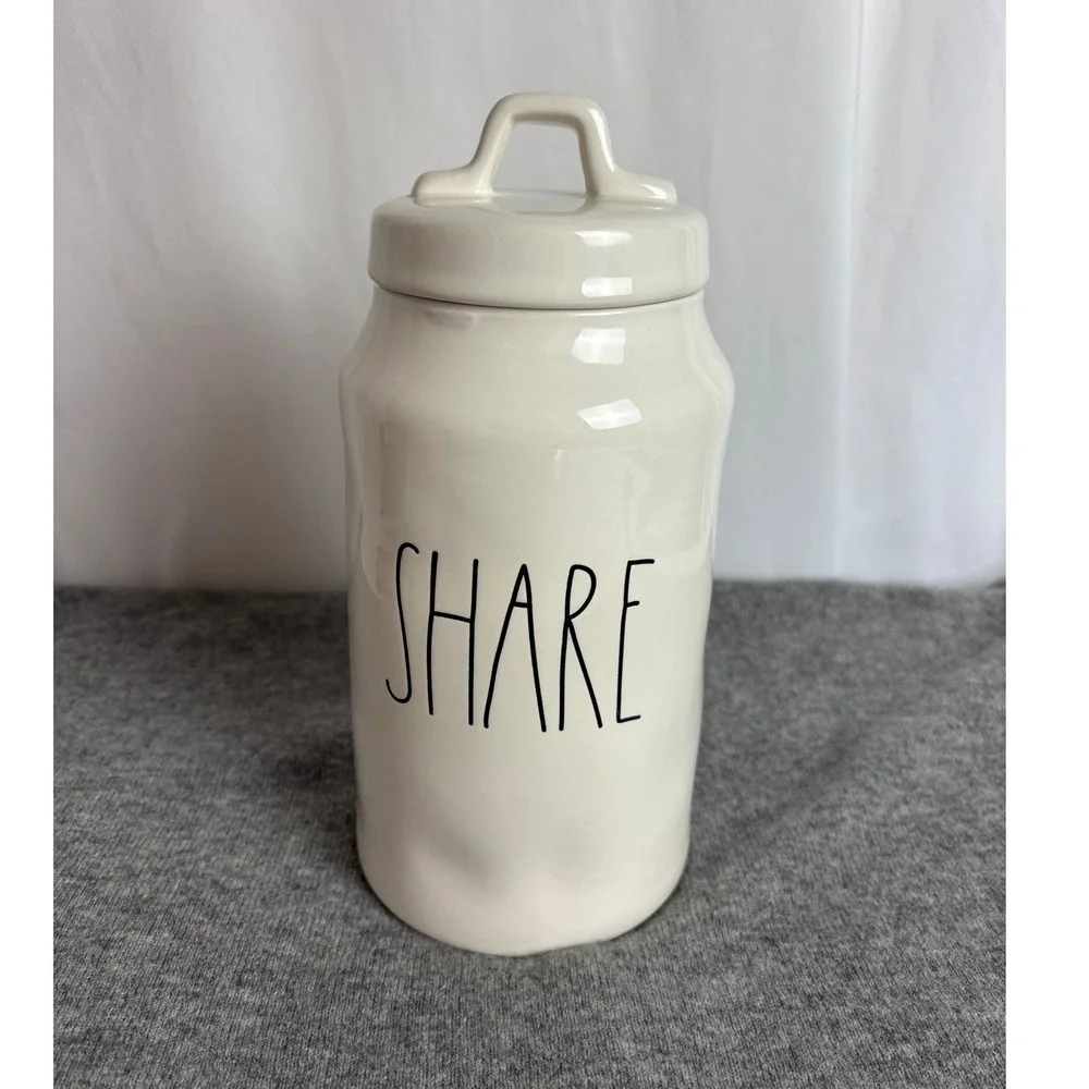 Rae Dunn SHARE Ceramic Canister w/Lid Ivory Artisan Collection by Magenta